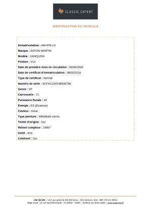 Aston Martin Vanquish - 2003