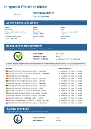 DeLorean DMC12 “Time Machine” - 1982