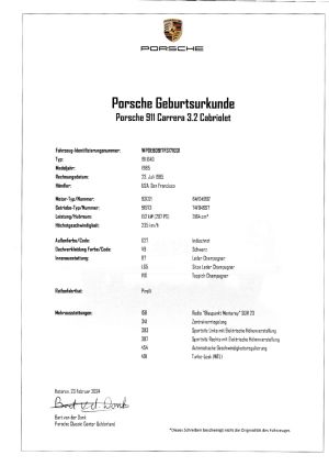 Porsche 911 type G Carrera 3.2 Cabriolet Turbo Look - 1985