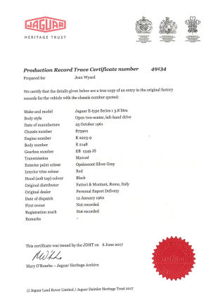 Jaguar E-Type Series 1 Flat Floor - 1961