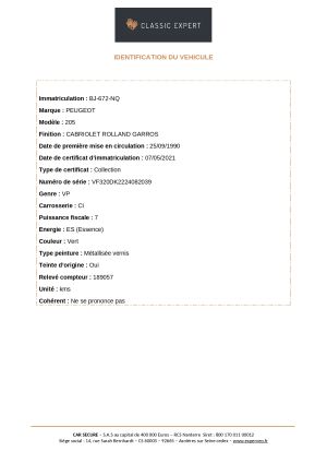 Peugeot 205 Cabriolet Roland Garros - 1990