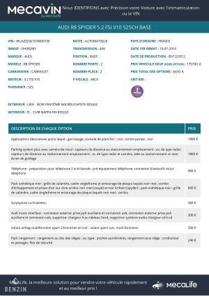 Audi R8 V10 Spyder 18k km - 2014